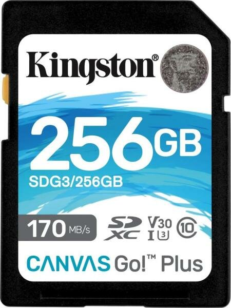 Карта памяти SDXC Kingston Canvas Go Plus, 256 Гб, UHS-I Class U3 V30