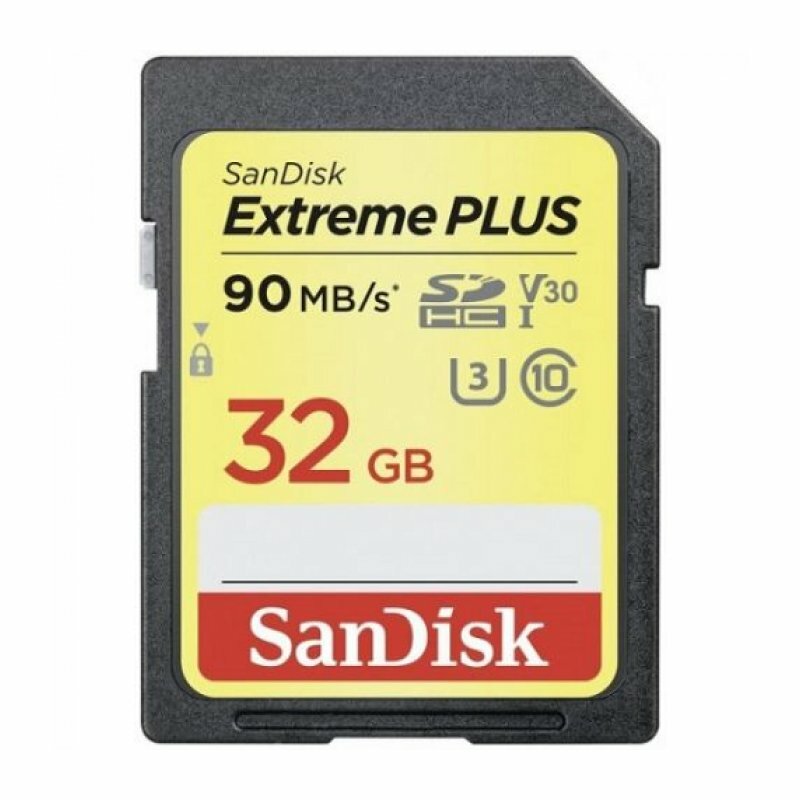 Карта памяти SanDisk Extreme Plus SD 32GB SDXC Class 10 UHS-I U3 (90/60 MB/s) (SDSDXWF-032G-GNCIN)