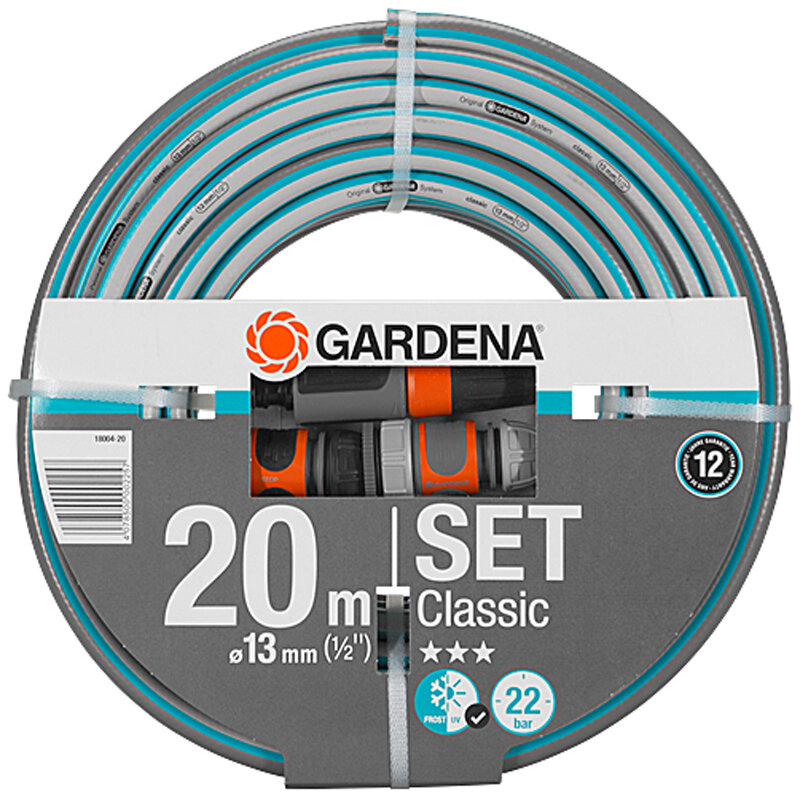 Шланг садовый Gardena Classic 13 мм (1/2'') 20 м: комплект 18004-20