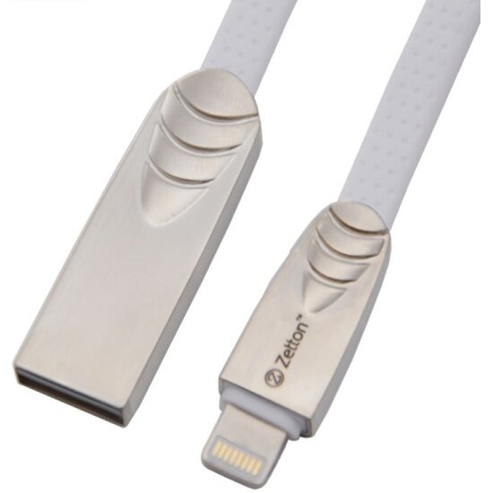 Кабель ZETTON SyncCharge Flat Soft TPE USB - Apple Lightning, белый (ZTUSBFSTWEA8)