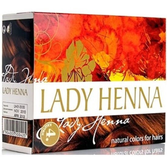 Краска для волос LADY HENNA Аюрведическая Каштановый - на основе хны (№4) 6х10 г