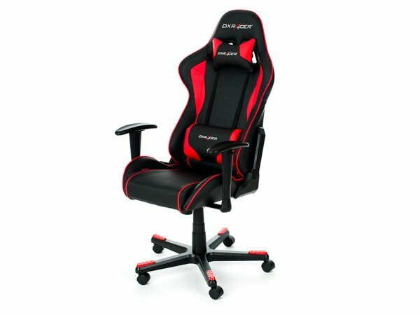 Компьютерное кресло DXRacer Formula OH/FE08 игровое, обивка: искусственная кожа, цвет: черный/красный