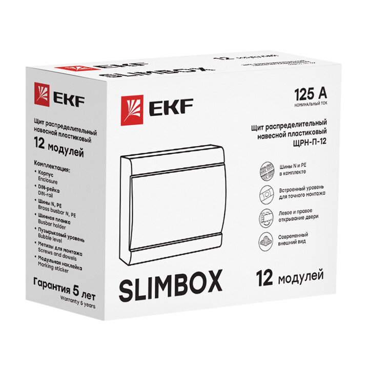 Корпус пластиковый ЩРН-П-12 IP41 SlimBox белая дверь PROxima EKF - фотография № 1