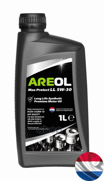 AREOL Areol Max Protect Ll 5W-30 (1L)_Масло Моторное! Синт Acea A3/B4, Api Sn/Cf, Mb 229.3/226.5
