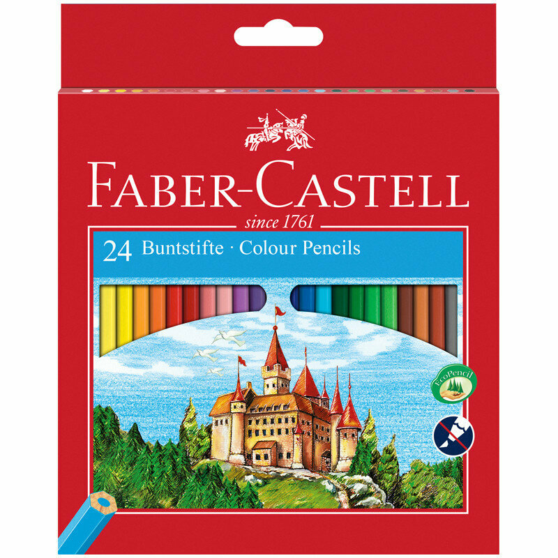 Карандаши цветные Faber-Castell Eco Замок с точилкой 24 шт. - фото №1