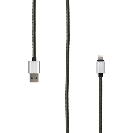 Кабель Rombica Digital IL-01, USB - Apple Lightning, MFI (лицензия Apple), оплетка под кожу, 1м, темно-зеленый