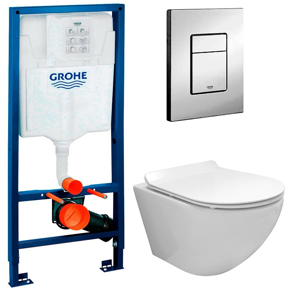 Инсталляция Grohe Rapid SL 38772001 + унитаз Fubini FB001 безободковый с сиденьем