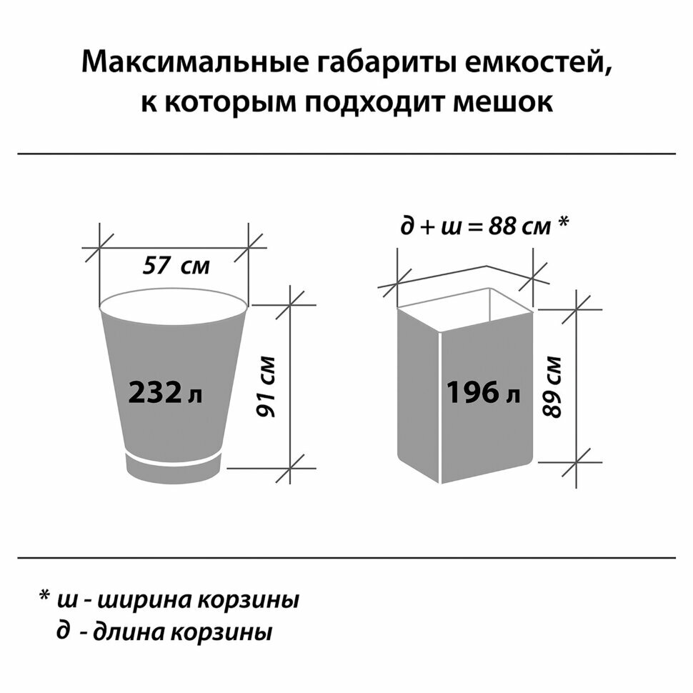 Мешки для мусора 240 л, черные, в рулоне 5 шт., ПВД 30 мкм, 90х130 см, любаша эконом, 605338, 605338 - фотография № 6