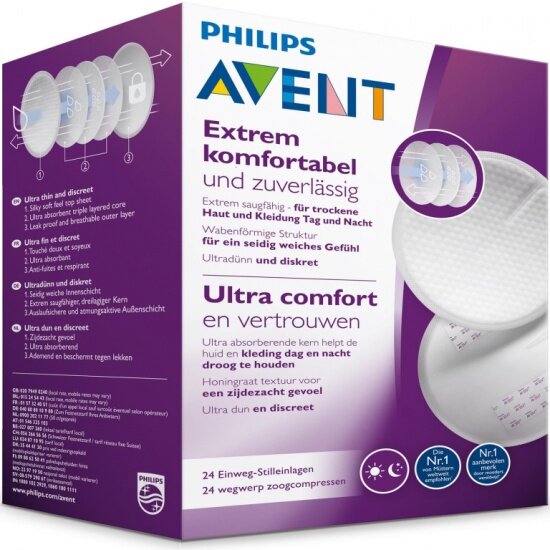 Вкладыши одноразовые для бюстгалтера PHILIPS AVENT Ultra Comfort, 24 шт