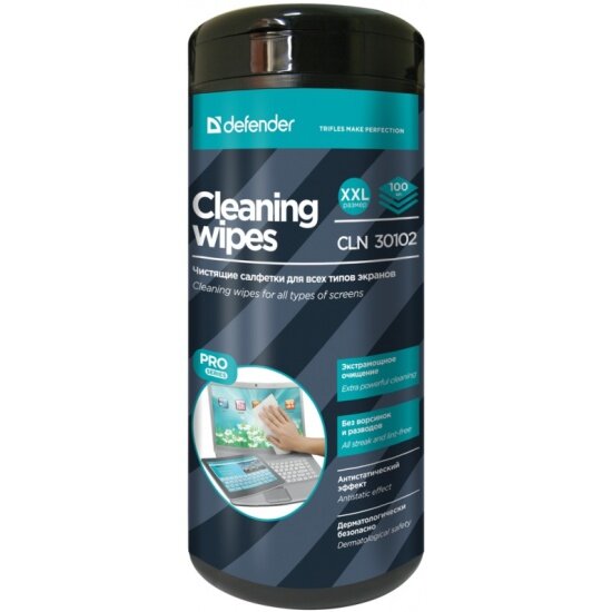 Defender Cleaning Wipes CLN 30102 влажные салфетки 100 шт. для экрана для оргтехники