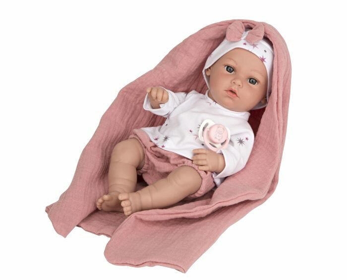 Arias ELEGANCE NIA кукла винил 33 см. В розовой одежде, с соской и одеялом. Пакет
