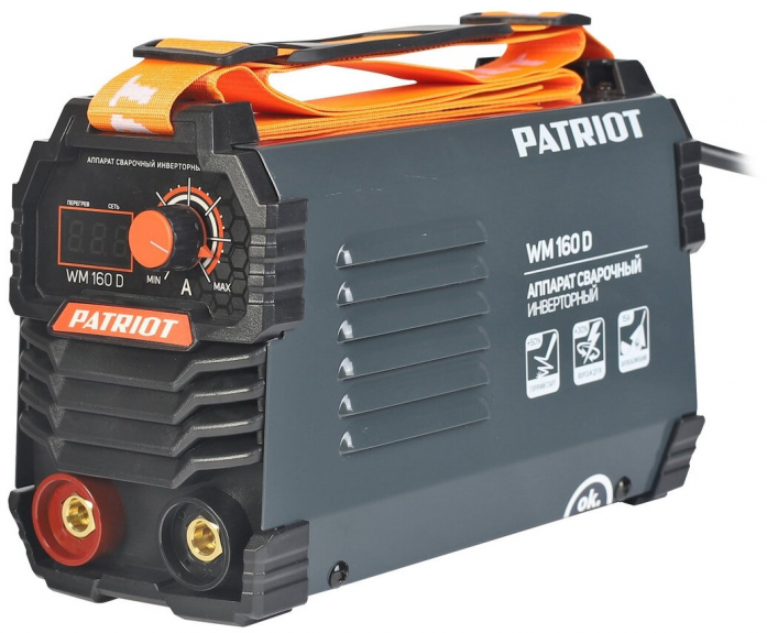 Аппарат сварочный инверторный PATRIOT WM 160 D /MMA /160 А / 68 кВт/ ПВ 70%/ работа от 140 В