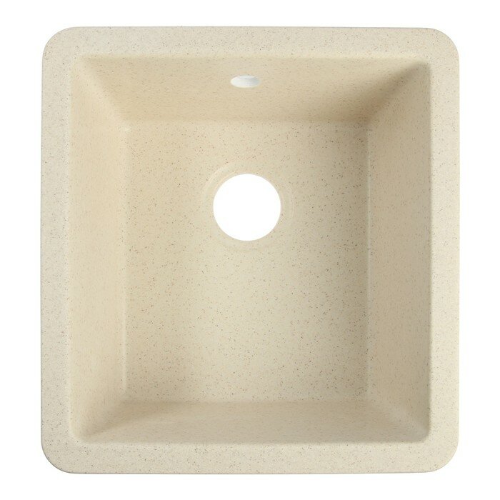 Мойка для кухни из камня ZEIN 27/Q2, 463 х 433 мм, прямоугольная, перелив, цвет бежевый - фотография № 1