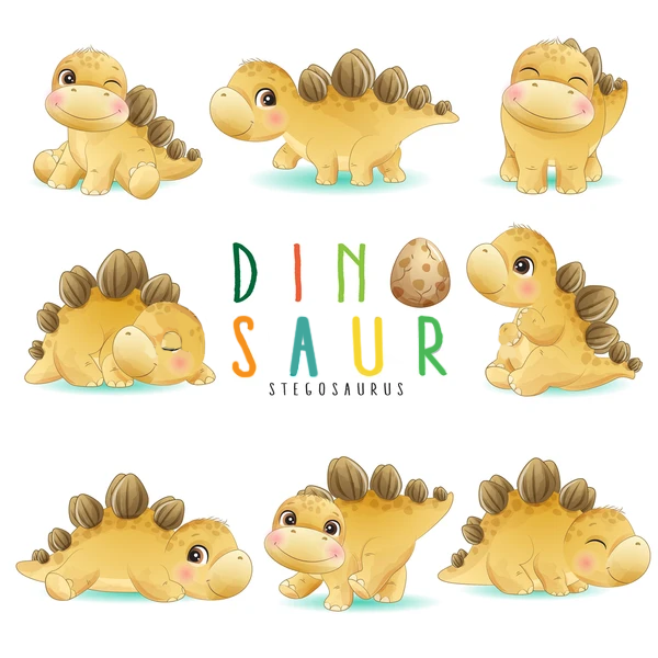 Наклейки стикеры Желтые маленькие динозавры