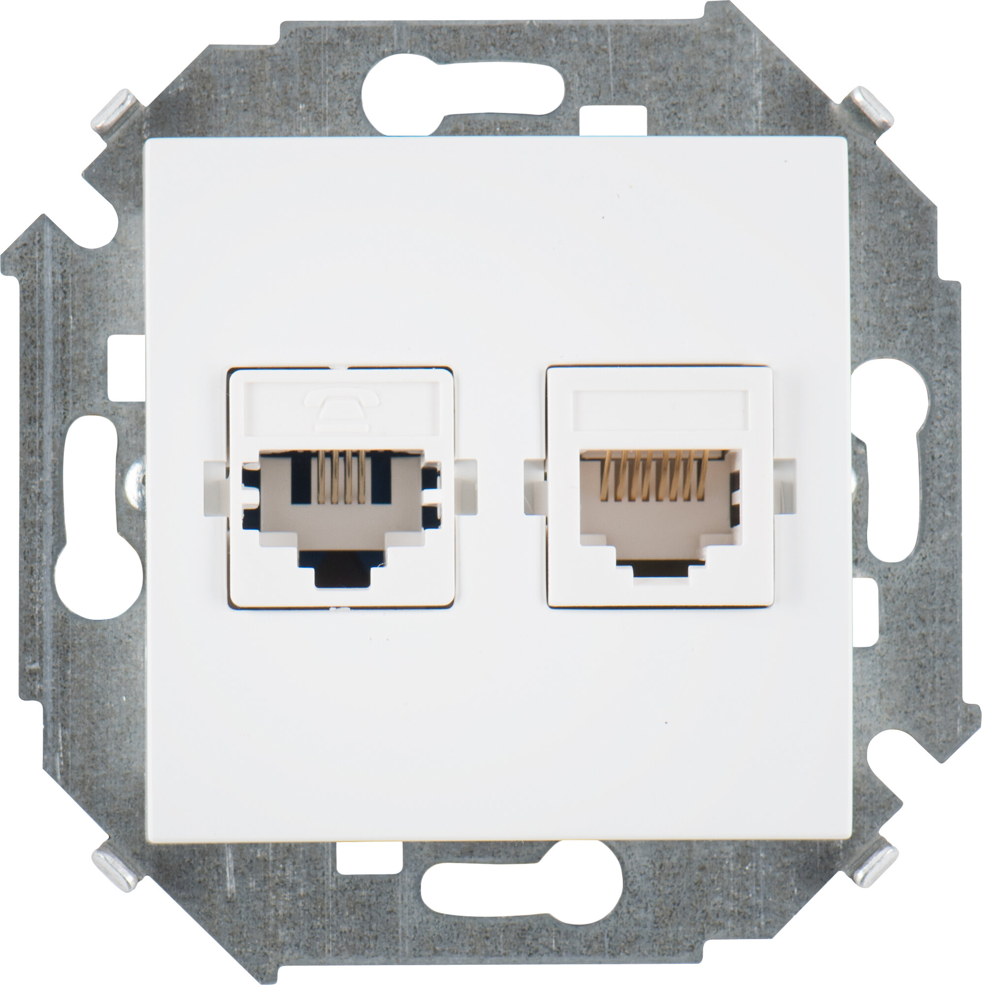 Компьютерная и телефонная розетка Simon 15 RJ-11 и RJ-45 (белая)