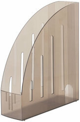 Лоток вертикальный для бумаг BRAUBERG "Energy" (261х85х300 мм), эргономичная форма, тонированный коричневый, 231550