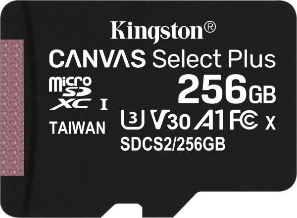 Флеш карта microSDHC 256Gb Class10 Kingston SDCS2/256GB CanvSelect Plus + adapter