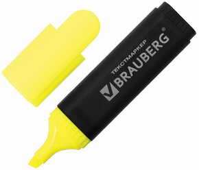 Текстовыделитель BRAUBERG "Contract", комплект 100 шт., желтый, линия 1-5 мм, 150389