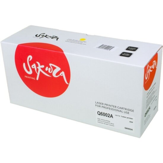 Картридж Sakura Printing SAKURA Q6002A для LaserJet 1600/2600n/2605/2605dn/2605dtn/CM1015MFP/CM1017MFP, желтый, 2000стр.
