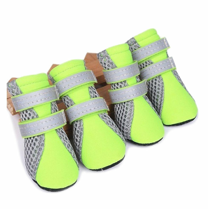 фото Дышащие кроссовки для собак с двумя застежками зеленые L (длина лапы 4,5 см, ширина 5 см, высота 5,5 см)