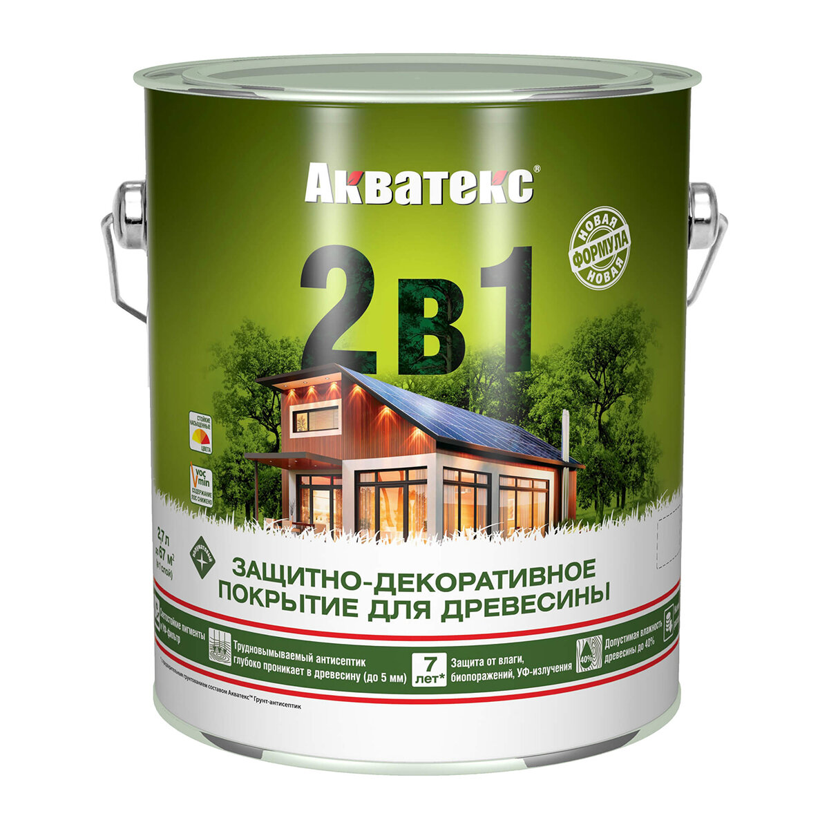 Защитно-декоративное покрытие для дерева Акватекс 2 в 1 полуматовое 27 л бесцветное