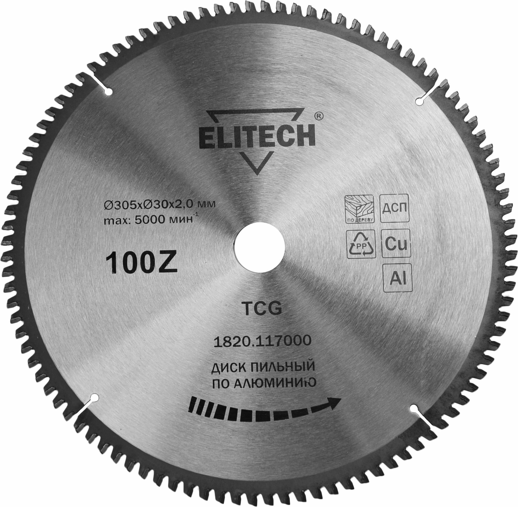 Диск пильный по алюминию (305х30х2 мм; 100Z) ELITECH 195632 арт.1820.117000