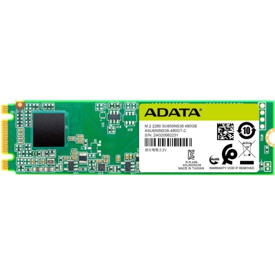 SSD диск ADATA M.2 2280 SU650 480 Гб M.2 SATA III TLC 3D ASU650NS38-480GT-C