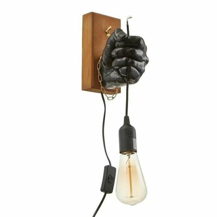 фото Светильник в стиле лофт "Левая рука" черный E27 60Вт 18х18х10 см