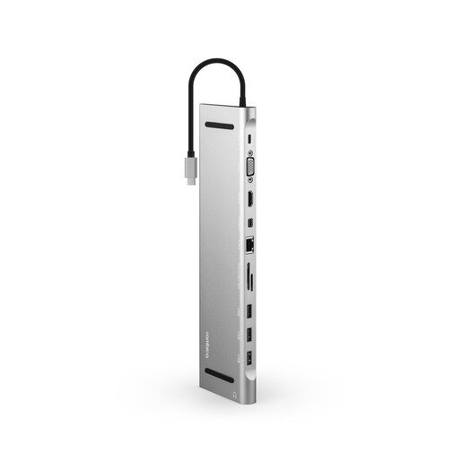 USB концетратор\хаб Rombica Type-C Station. Интерфейс Type-C. Порты: 3 x USB-A 3.0, 1 x 3,5mm, 1 x microSDXC, 1 x LAN, 1 mini D