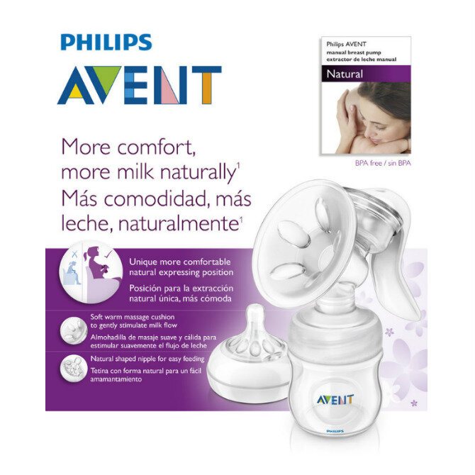 Avent Молокоотсос ручной Natural SCF 330/20 арт86820 с бутылочкой 125 мл в комплекте, 1 шт