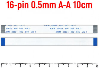 Шлейф FFC 16-pin Шаг 0.5mm Длина 10cm Прямой A-A AWM 20624 80C 60V VW-1