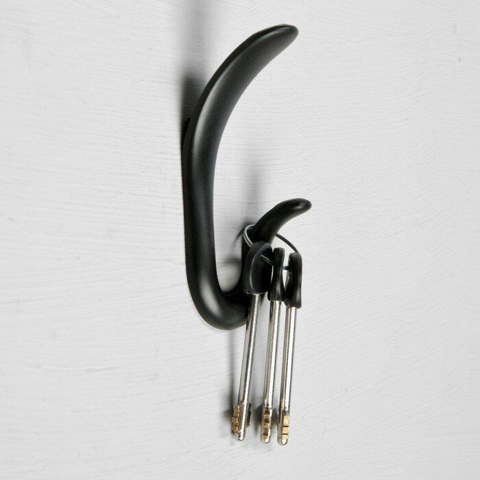 Крючок мебельный CAPPIO DUCK, двухрожковый, цвет черный - фотография № 2