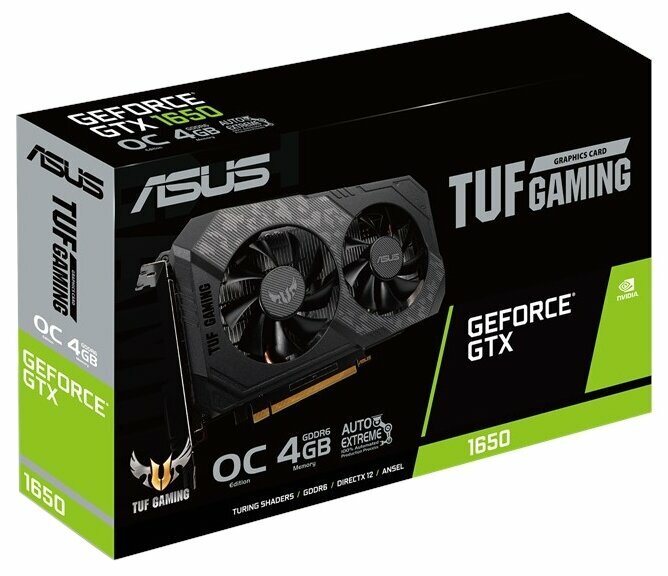 Видеокарта ASUS Видеокарта ASUS GeForce GTX 1650 TUF-GTX1650-O4GD6-P-GAMING (GeForce GTX 1650, 4ГБ GDDR6, DVI, HDMI, DP) (PCI-E) (ret)