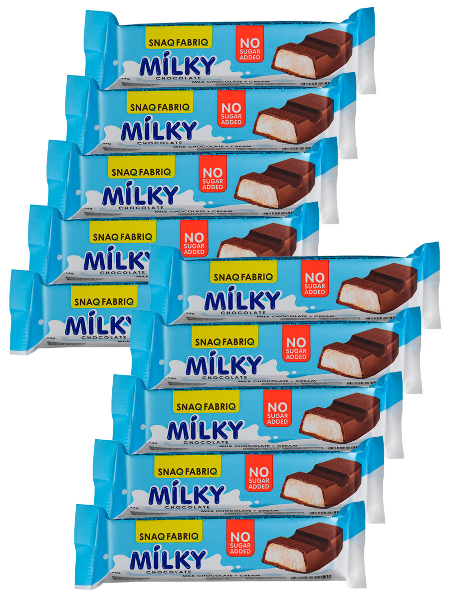 Snaq Fabriq Milky Молочный шоколад без сахара (10шт по 34г) со сливочной начинкой / Протеиновый батончик - фотография № 1