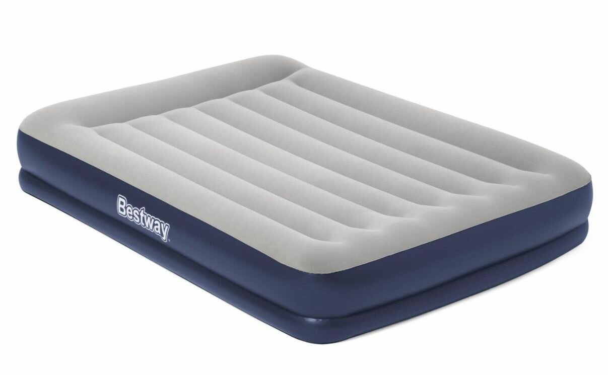 Кровать надувная BESTWAY Queen, 203x152x36 см, со встроенным электронасосом, серый/синий