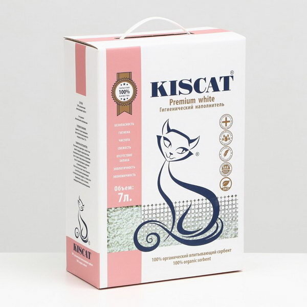 Наполнитель полигелевый Kiscat Premium White, 7 л - фотография № 1