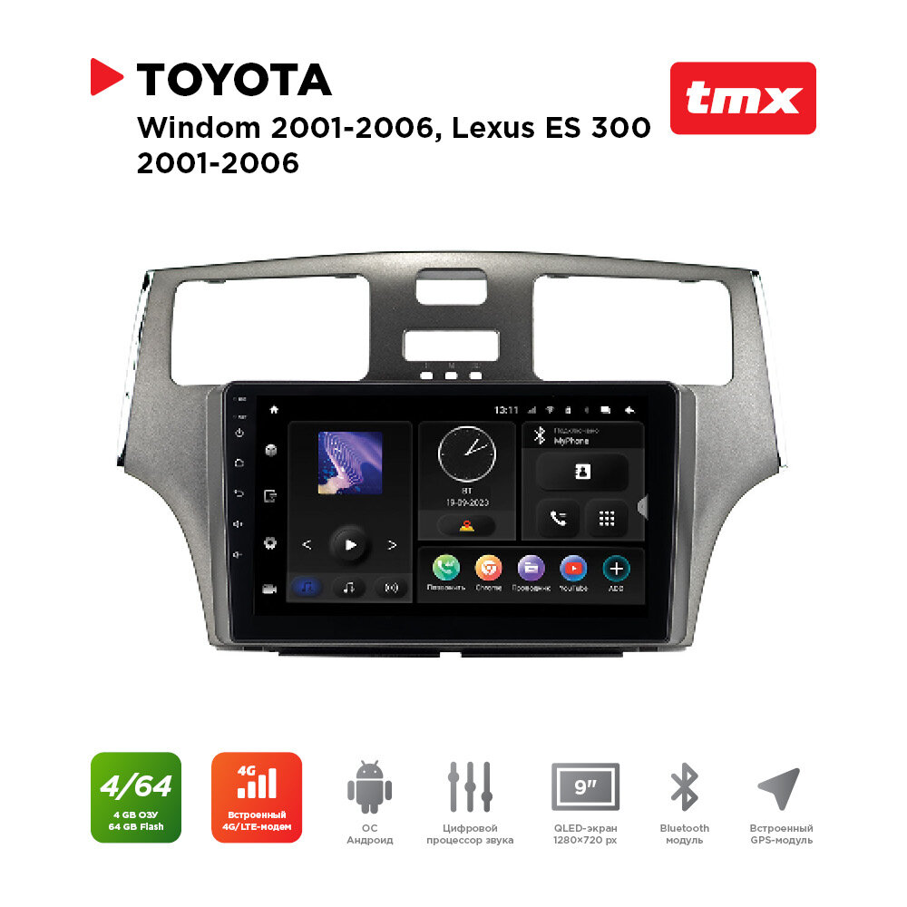 Автомагнитола Toyota Windom 01-06, Lexus ES 300 01-06 (MAXIMUM Incar TMX-2250-4) Android 10/1280*720, BT, wi-fi, 4G LTE, DSP, 4-64Gb, 9"