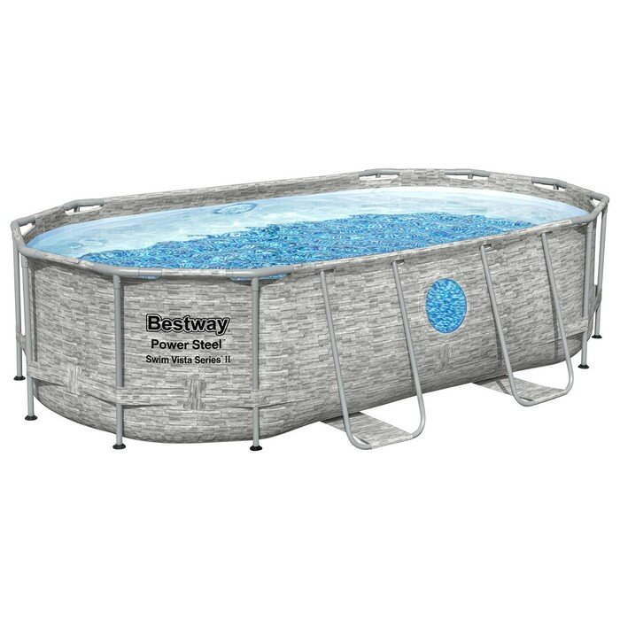 Bestway Бассейн каркасный Power Steel Swim Vista, 427 х 250 х 100, фильтр-насос, лестница, тент, 56714 Bestway - фотография № 2