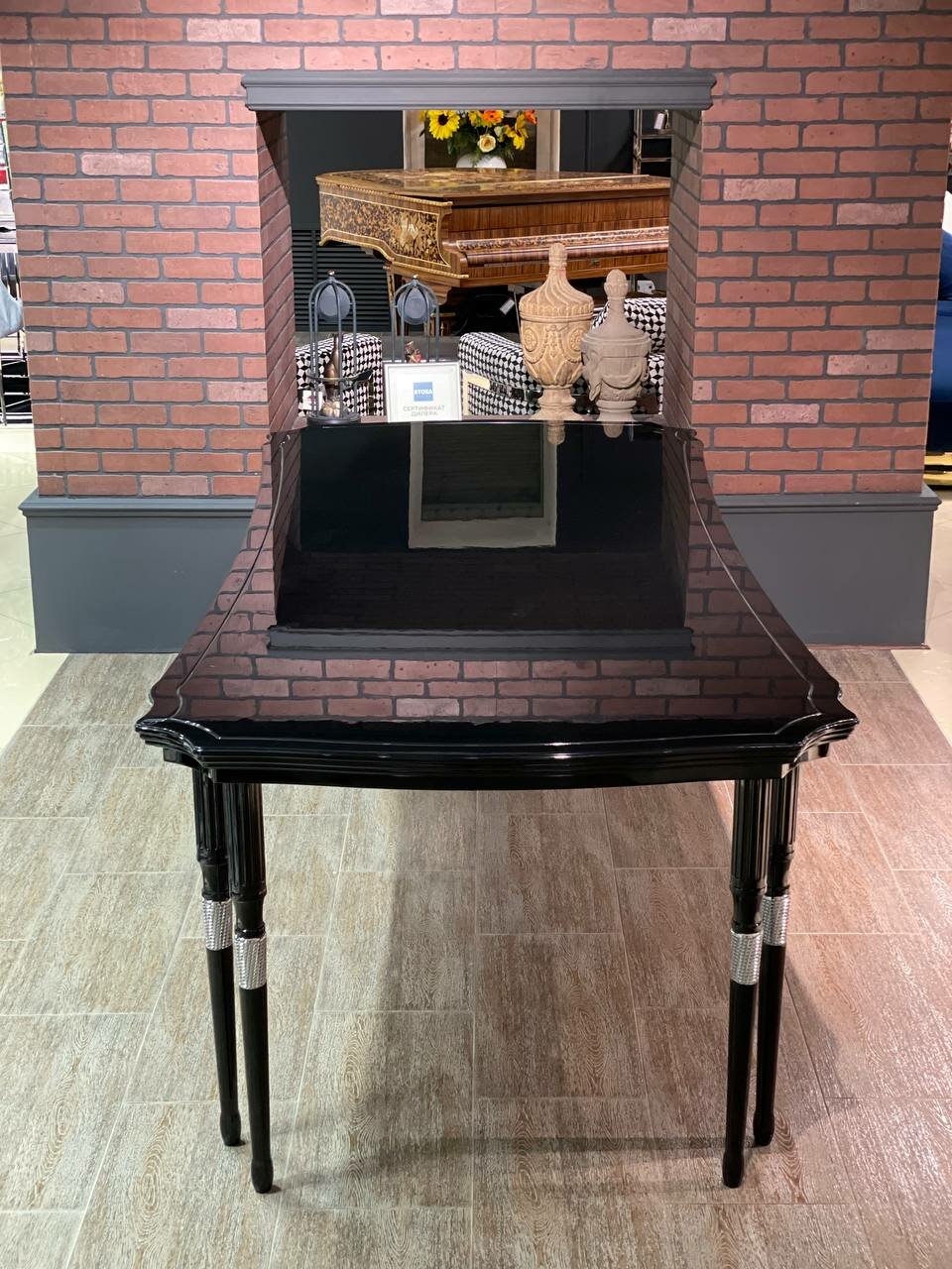 Стол обеденный Balhome Crown/МДФ, массив/черный, серебристый/230x107x78 см - фотография № 5