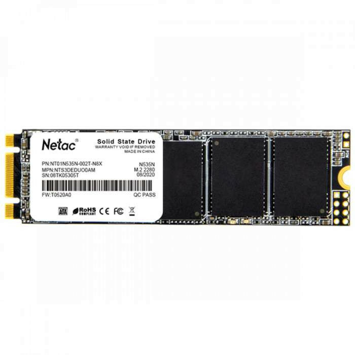 Ssd накопитель Netac SSD N535N 2TB M.2 2280 SATAIII 3D NAND, R/W up to 545/500MB/s, TBW 1120TB, 3y wty