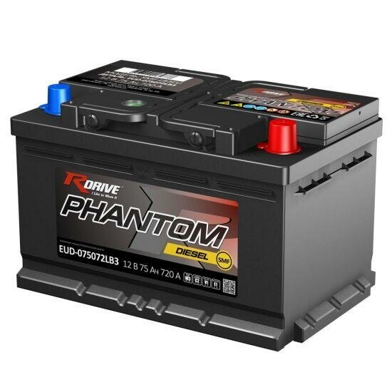 Аккумулятор RDrive PHANTOM 75Ач обратная полярность EUD-075072LB3