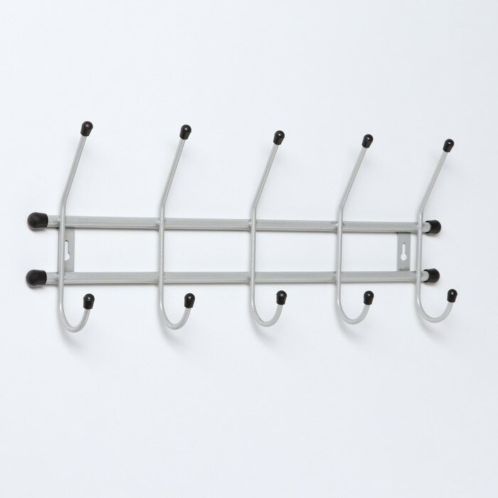 Вешалка настенная на 5 крючков «Стандарт 5» 45×18×8 см цвет серый металлик