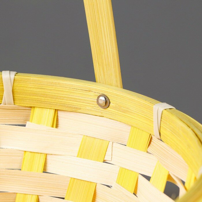 Корзина плетёная, бамбук, круглая, жёлтая - фотография № 2