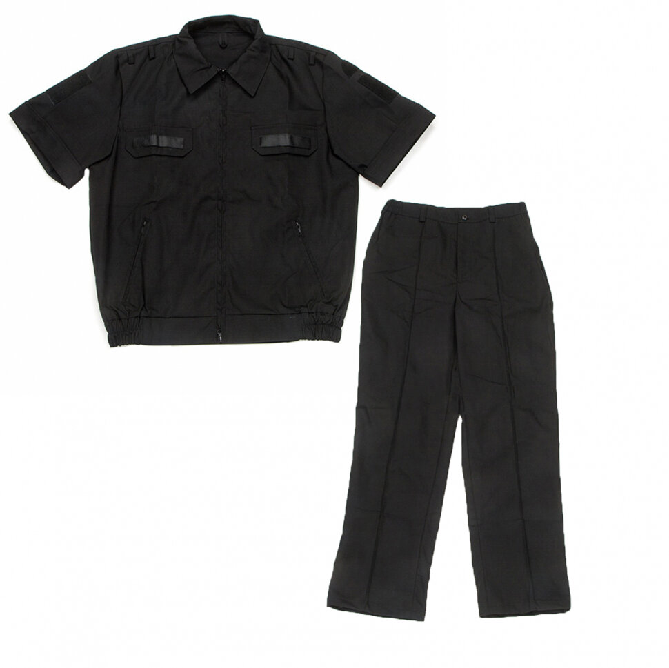фото Костюм офисный с коротким рукавом черный рип-стоп, 54/170