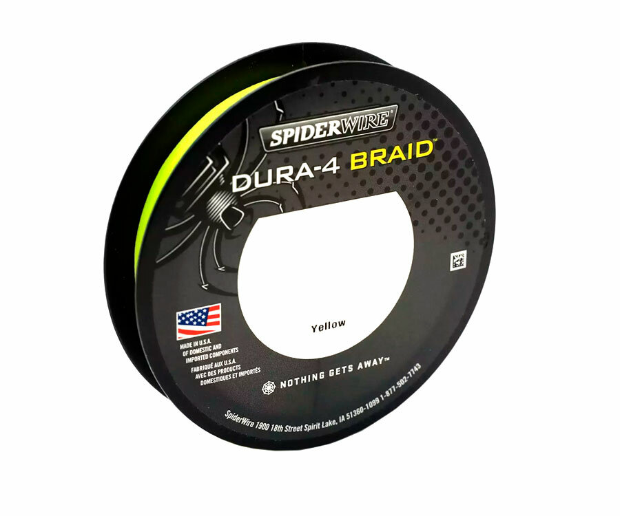 Шнур плетеный SPIDERWIRE Х4 Dura Braid 150м яркожелтый 0,10мм 9,1кг 20lb Yel