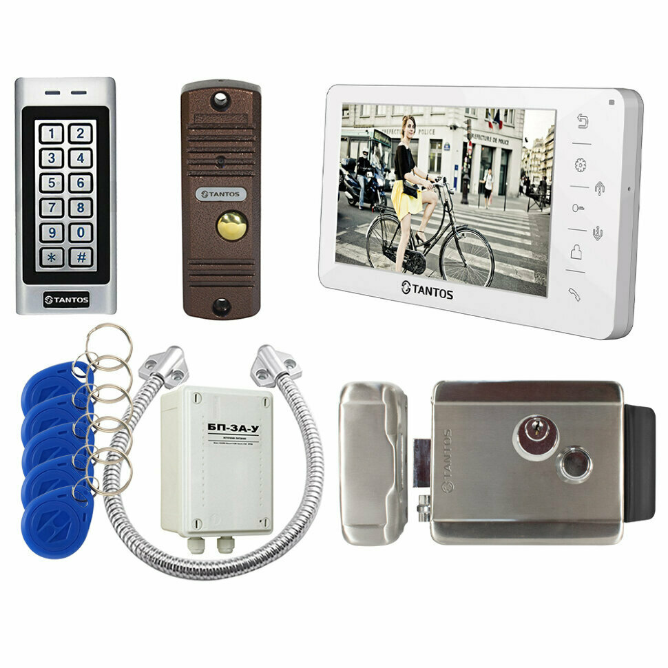 Комплект видеодомофона для дома Tantos Amelie SD и Walle + c замком и кодонаборной панелью