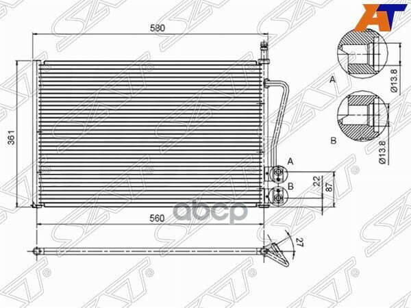 Радиатор Кондиционера Ford Fiesta 02-08 / Fusion 02-12 / Mazda Demio 02-07 / Mazda2 02-07 Sat арт. ST-FD08-394-0