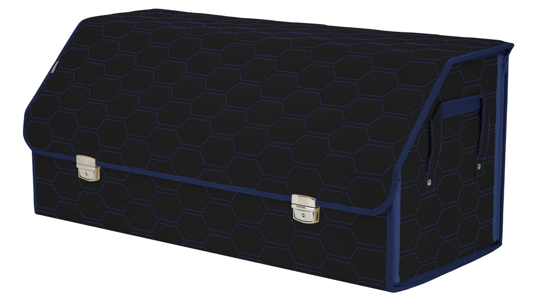 Органайзер-саквояж в багажник "Союз Премиум" (размер XXL). Цвет: черный с синей прострочкой Соты.