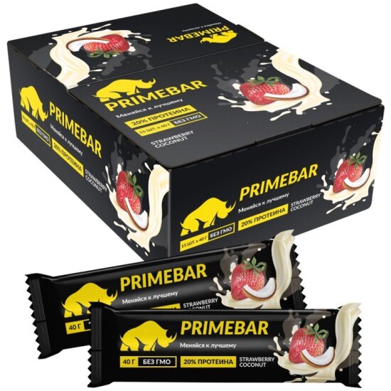 Протеиновый батончик PRIME KRAFT , PrimeBar (клубника кокос), 40 гр., 15 шт.