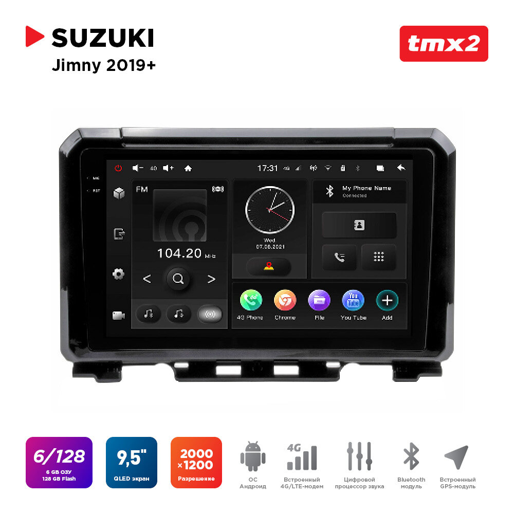 Автомагнитола Suzuki Jimny 19+ (MAXIMUM Incar TMX2-1701-6) Android 10/2000*1200, BT, wi-fi, 4G LTE, DSP, 6-128Gb, 9.5"